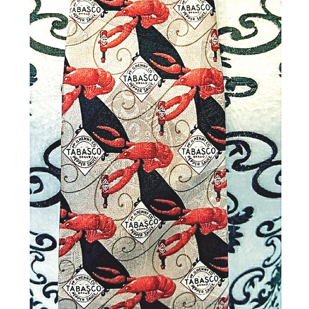 Lobster Silk Tie TABASCO HOT SAUCE EUC